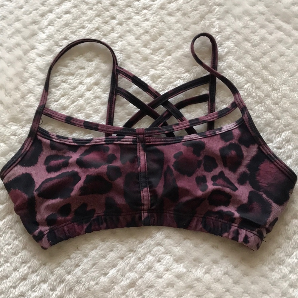 Onzie purple cheetah print sports yoga bra